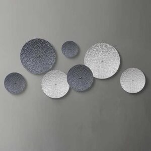 Round Silver and Grey Iron Wall Art(7 pieces)