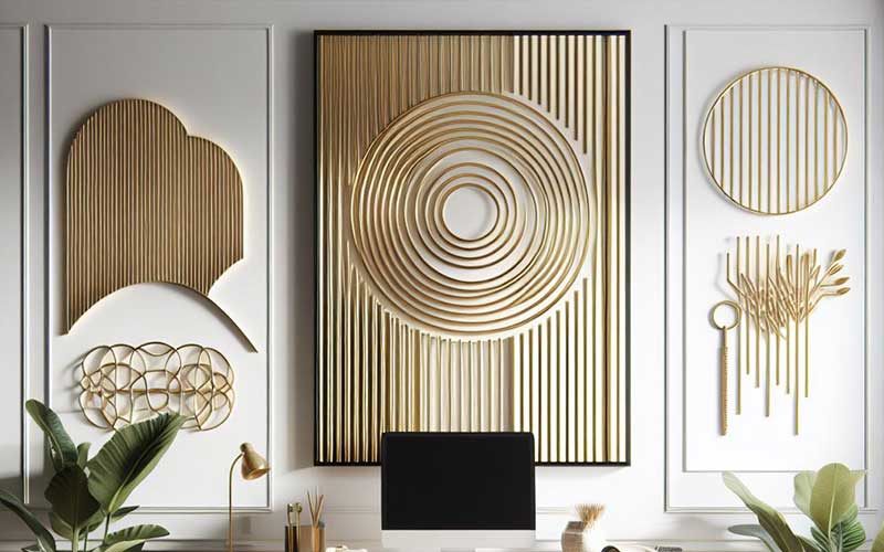 Luxury metals like gold and Titanium for wall decor