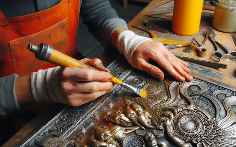 Brushing and Polishing metal art