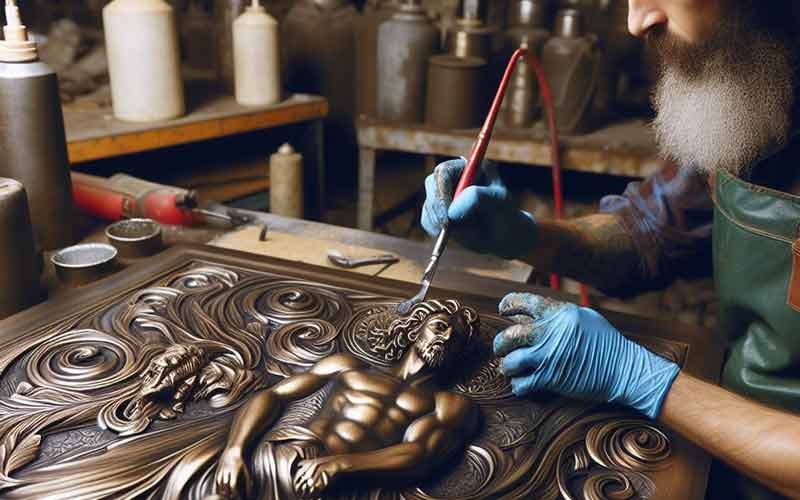 Applying protective coating to preserve metal wall art