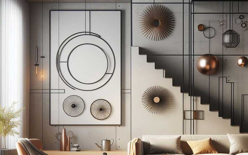 mixing and matching, different sizes metal wall art