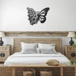 Alternative view of Floral Monarch Butterfly Metal Wall Art for Beauty Rooms