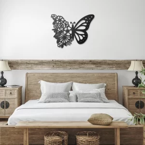 Alternative view of Floral Monarch Butterfly Metal Wall Art
