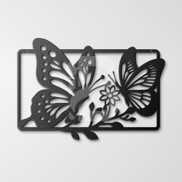 Flying Butterflies Garden Metal Wall Art-Rectangle-framed