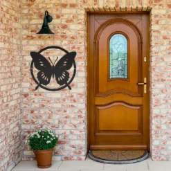 Sleek Mimalistic Circled Butterfly Metal Wall Art - Image 5