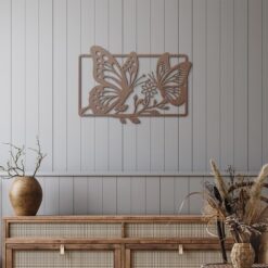 Rounded-rectangle Butterflies Garden Metal Wall Art - Image 5