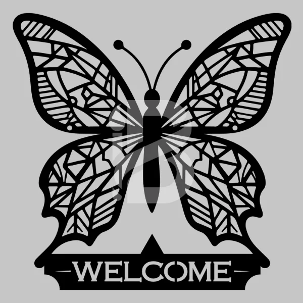 Door Entrance welcome butterfly metal art sign