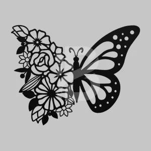 Floral monarch butterfly metal art decor for walls