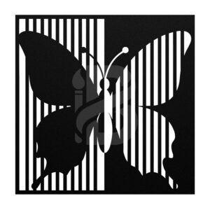 Minimalist Butterfly in Square Shape Metal Art