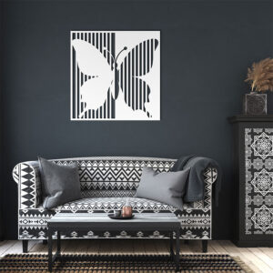 Alternative view of Minimalist Square-framed Butterfly Metal Wall Art