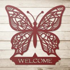 Entrance Welcome Butterfly Metal Art Sign - Image 4