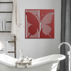 Minimalist Square-framed Butterfly Metal Wall Art - Image 3