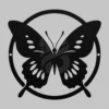 Sleek Circled Butterfly Metal Wall Art