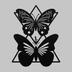 Triangle metal butterflies wall art decor