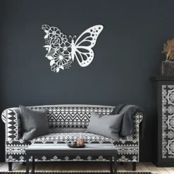 Floral Monarch Butterfly Metal Wall Art for Beauty Rooms - Image 3