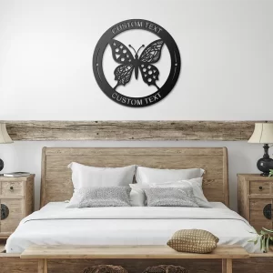 Alternative view of Custom-Text Butterfly Metal Sign
