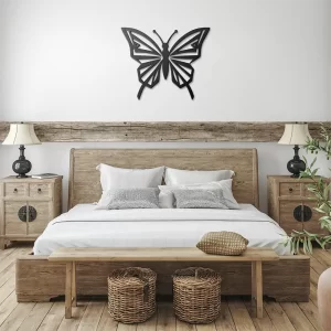 Black abstract metallic wall art display bedroom