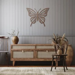 Copper/brown abstract butterfly metal wall art Hallway