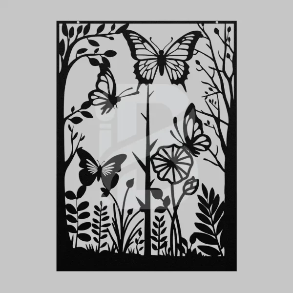 Flying butterflies, trees branches and leave metal wall art for indoor decor