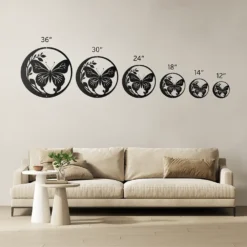 Circled Butterfly and Foliage Metal Wall Art - Image 8