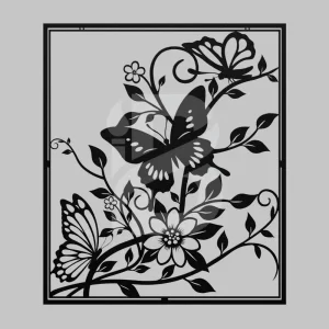 Vines and butterflies metal wall art indoor