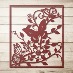 Vines & Flowers Metal Butterfly Garden Indoor Wall Art - Image 3