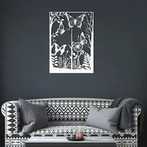 White colored showcase in a dark living room