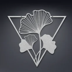 Silver Triangle-framed Ginkgo Leaves metal art