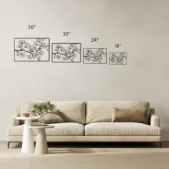 Large Ginkgo Branch and Leaves Metal Wall Art-Rectangle Frame - Image 9
