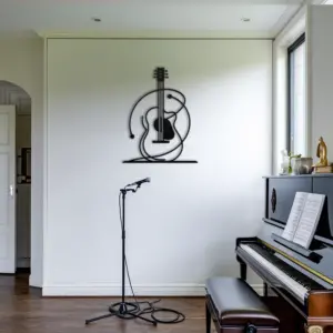 Alternative view of Acoustic Abstract Guitar Metal Wall Art