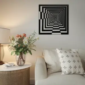 Alternative view of Concentric Squares Optical 3D Metal Wall Art