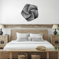 Alternative view of Hexagonal Spiral Triangles Abstract Metal Wall Art