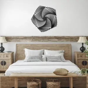 Alternative view of Hexagonal Spiral Triangles Abstract Metal Wall Art