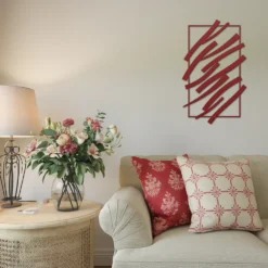Minimalist Abstract Angular Lines Rectangular Metal Wall Art - Image 3