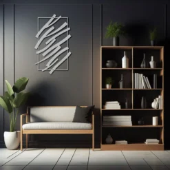 Minimalist Abstract Angular Lines Rectangular Metal Wall Art - Image 6