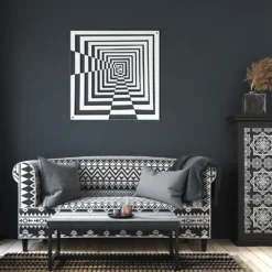 Concentric Squares Optical 3D Metal Wall Art - Image 4