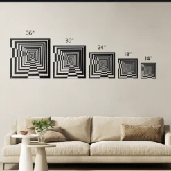 Concentric Squares Optical 3D Metal Wall Art - Image 7