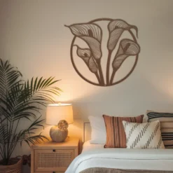 Circle-Framed Calla Lily Flowers Metal Wall Art - Image 5