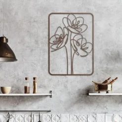 Brown/copper single-line metal wall art