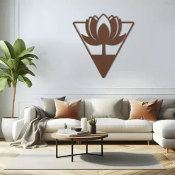 Brown or copper cored triangle lotus on white walls