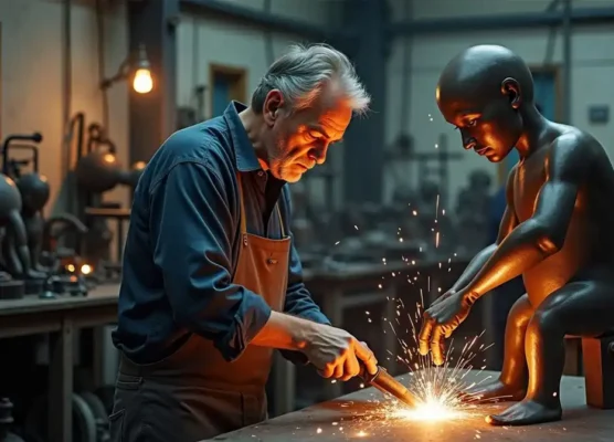 Famous metal sculpture artist-female and male