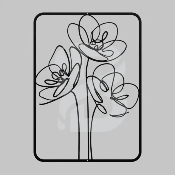 Minimalist single-line flowers metal wall art