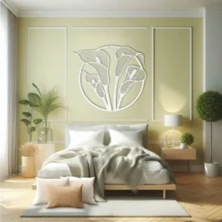 Circle-Framed Calla Lily Flowers Metal Wall Art - Image 4