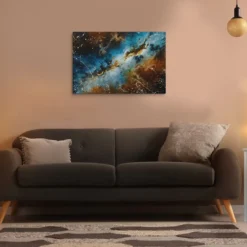 Large Blue and Brown Abstract Space Canvas Wall Art - Image 5