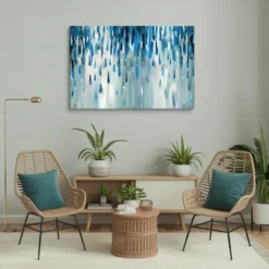 Size 24x36 abstract blue rain canvas print
