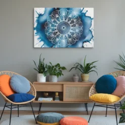 24x36 white and blue mandala wall hanging