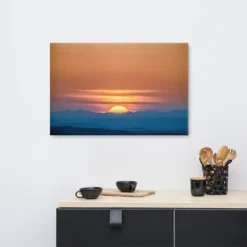 24 by 36 inch canvas orange blue wall hanging for dining room