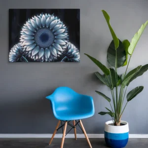 30 by 40 blue silver floral wall hanging lounge
