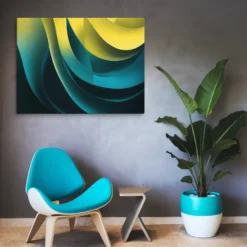 30 by 40 dynamic yellow blue gradient wall hanging