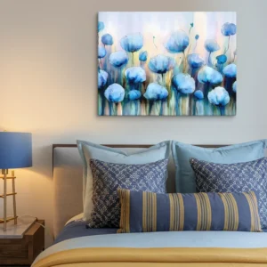 30x40 blue floral watercolor canvas painting bedroom wall